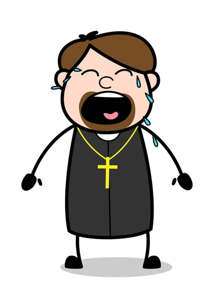 Cry dışarı Loud-karikatür Priest dini vektör Illustration — Stok Vektör