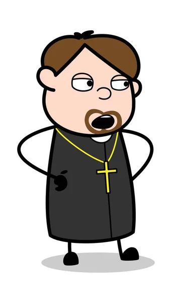 Beszélő-Cartoon Priest vallási Vector illusztráció — Stock Vector