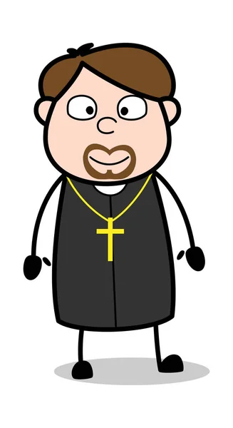 Wonder Face - Cartoon Priest Religious Vector Illustration — Stock Vector