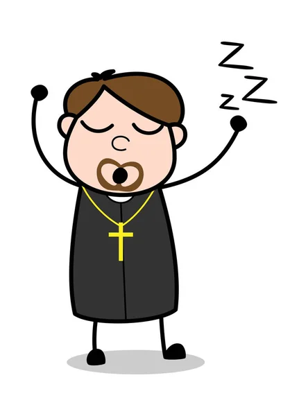 Dormir - Cartoon Priest Religioso Vector Ilustração —  Vetores de Stock