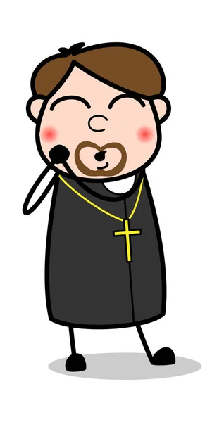 Sevimli-karikatür Priest dini vektör Illustration — Stok Vektör