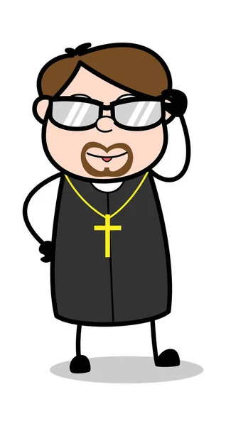 Με μοντέρνα γυαλιά ηλίου-καρτούν ιερέας θρησκευτικό διάνυσμα — Διανυσματικό Αρχείο