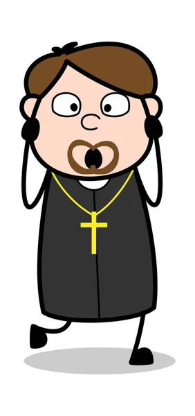 Wonder-karikatür Priest dini vektör Illustration — Stok Vektör