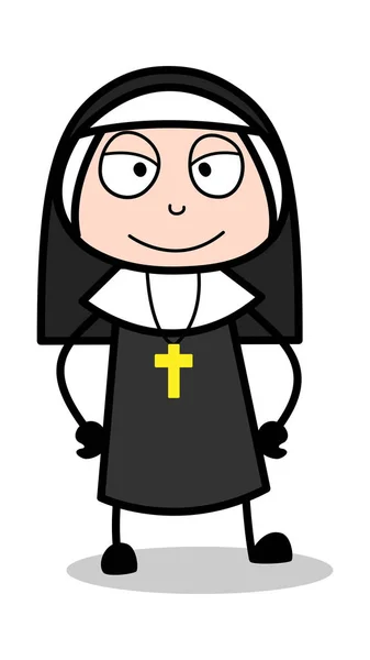 狡猾-卡通修女女士向量例证 — 图库矢量图片