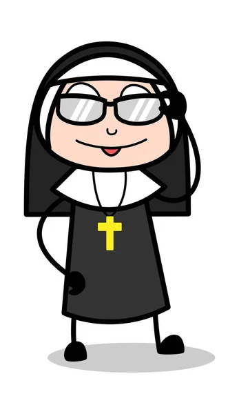 Na moda - Desenhos animados Nun Lady Vector Ilustração — Vetor de Stock