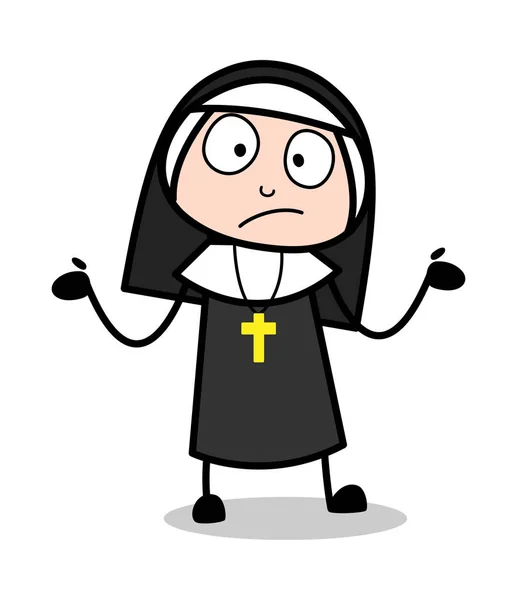 Stupito - Cartoon Nun Lady Vector Illustrazione simbologie — Vettoriale Stock