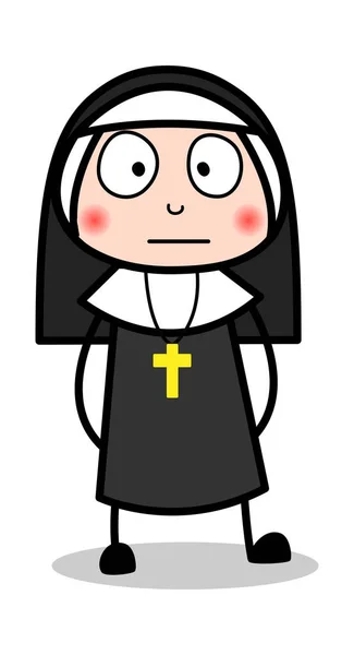 Geslagen-cartoon Nun Lady vector illustratie — Stockvector