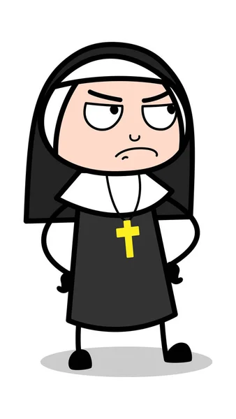 Nie zgadzam się-Cartoon Nun Lady Vector ilustracja — Wektor stockowy