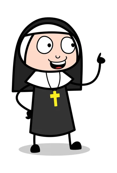 Rappel lors d'une conversation - Cartoon Nun Lady Vector Illustrat — Image vectorielle