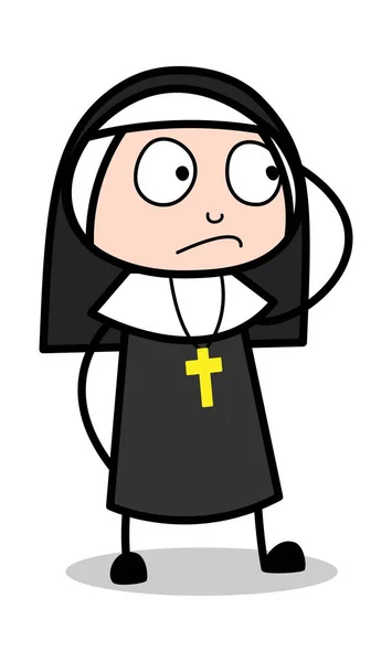 Expressionless - Cartoon Nun Lady Vector Illustration��� — Stock Vector