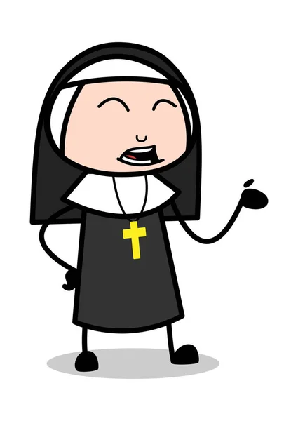 Ignoranza - Cartoon Nun Lady Vector Illustrazione mbH — Vettoriale Stock