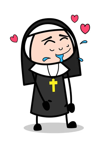 Amor - Desenhos animados Nun Lady Vector Ilustração —  Vetores de Stock