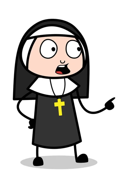 Warning - Cartoon Nun Lady Vector Illustration��� — Stock Vector