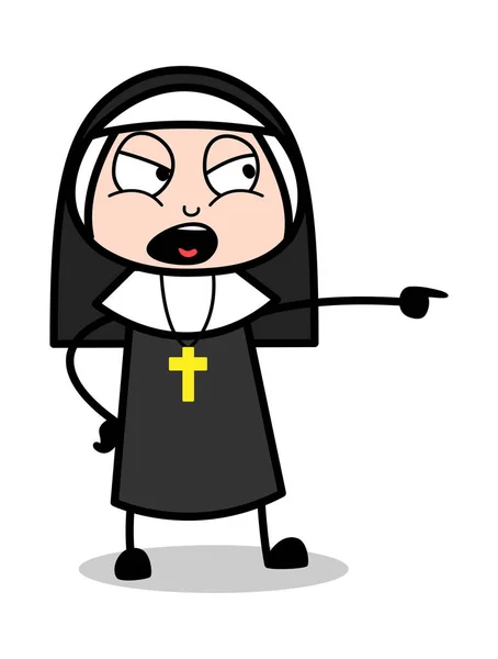 Scolding - Cartoon Nun Lady Vector Illustration��� — Stock Vector