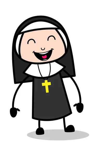 有趣-卡通修女女士向量插图 — 图库矢量图片