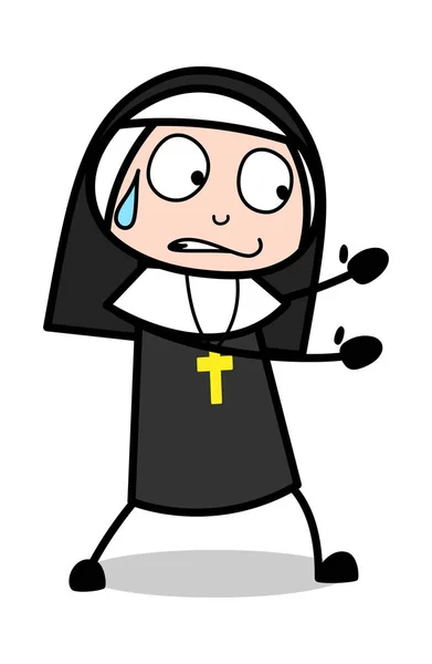 Tentando segurar - Desenhos animados Nun Lady Vector Ilustração —  Vetores de Stock