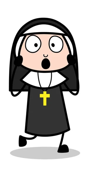 Volto domandante - Cartoon Nun Lady Vector Illustrazione mbH — Vettoriale Stock