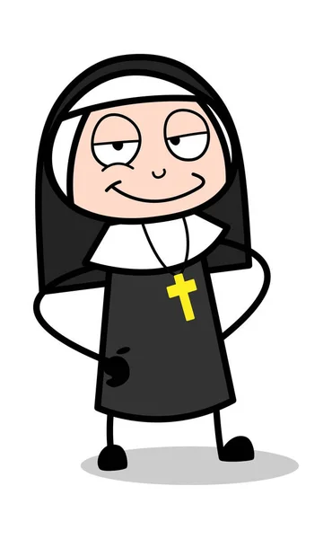 Sorridente - Cartoon Nun Lady Vector Illustrazione mbH — Vettoriale Stock