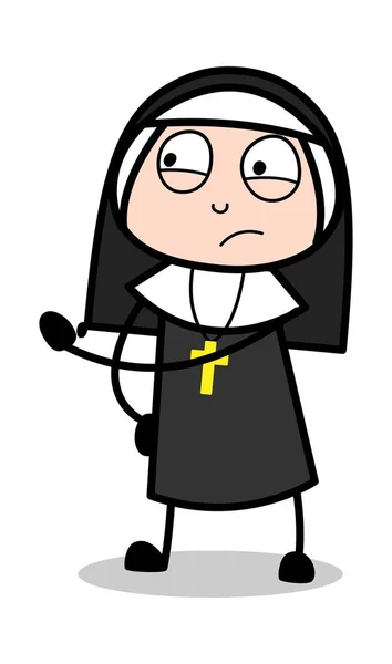 Scolding with Warn - Desenhos animados Nun Lady Vector Ilustração — Vetor de Stock