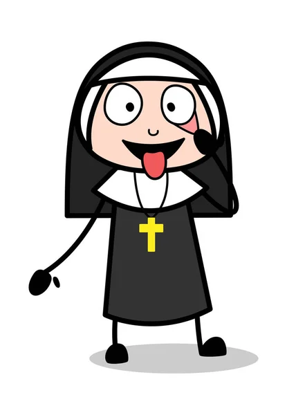 Szemvizsgálat-Cartoon Nun Lady Vector illusztráció — Stock Vector