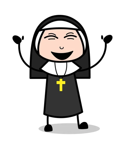 Ridi - Cartoon Nun Lady Vector Illustrazione simbologie — Vettoriale Stock