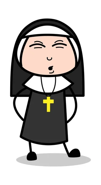 Mal di schiena - Cartoon Nun Lady Vector Illustrazione mbH — Vettoriale Stock