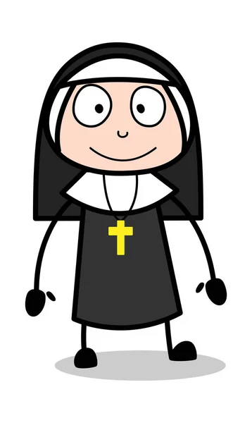 Wonder Smile - Cartoon Nun Lady Vector Illustration (рус. — стоковый вектор