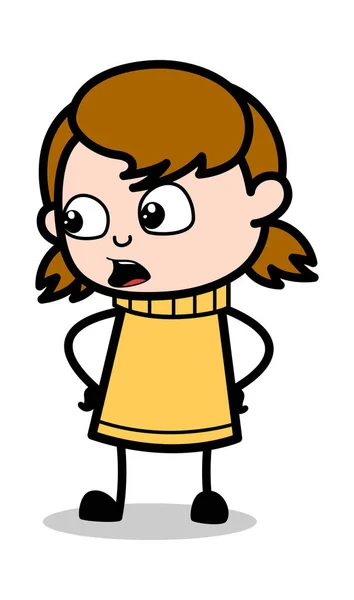 Opinião - Retro Cartoon Girl Teen Vector Ilustração — Vetor de Stock
