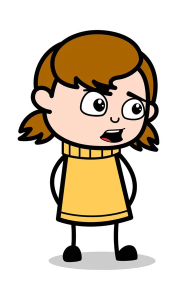 Praten gebaar-retro cartoon meisje tiener vector illustratie — Stockvector