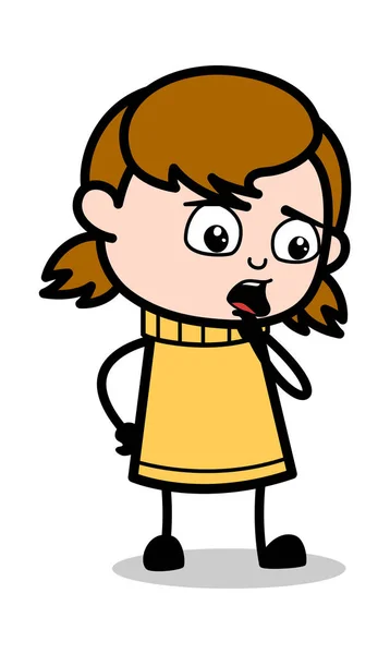 Preoccupato - Retro Cartoon Girl Illustrazione vettoriale adolescente — Vettoriale Stock