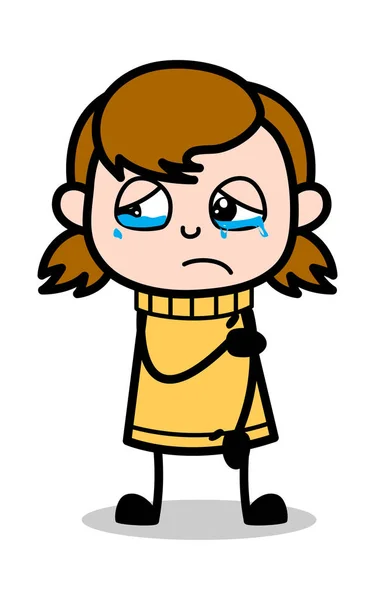 Emotional Expression - Retro Cartoon Girl Teen Vector Illustrati — Stock Vector
