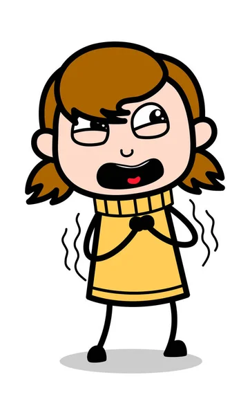 Verängstigt - Retro-Cartoon Mädchen Teenager Vektor Illustration — Stockvektor