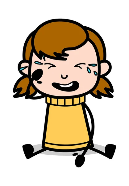 Bebé llorón - Dibujos animados retro chica adolescente Vector Ilustración — Vector de stock