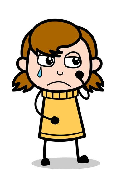 Feeling Depressed - Retro Cartoon Girl Teen Vector Illustration — Stock Vector