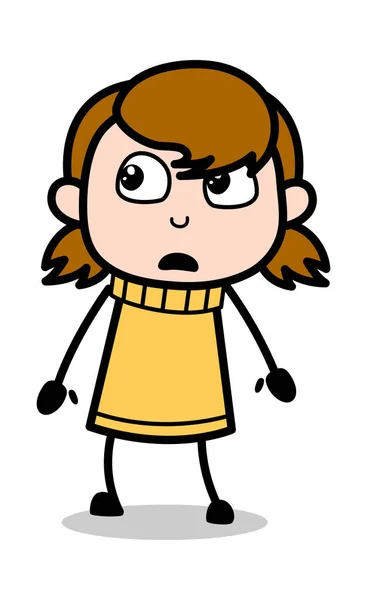 Angst - Retro-Cartoon Mädchen Teenager Vektor Illustration — Stockvektor