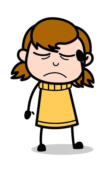 Perturbé - Retro Cartoon Girl Teen Illustration vectorielle — Image vectorielle