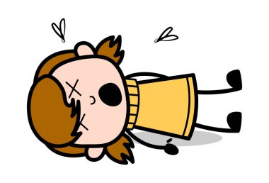 Dead - Retro Karikatür Kız Teen Vektör İllüstrasyon