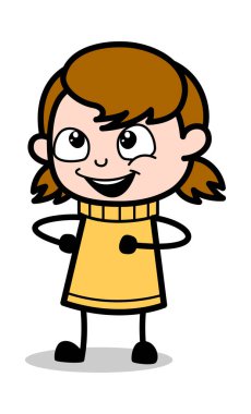 Dans Pose - Retro Karikatür Kız Teen Vektör İllüstrasyon