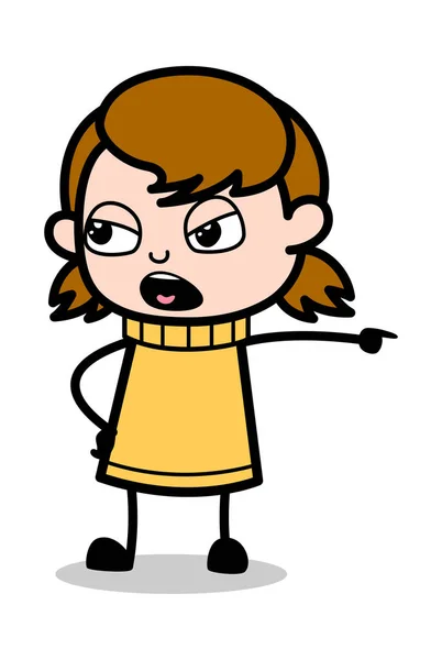 Écaillage - Retro Cartoon Girl Teen Illustration vectorielle — Image vectorielle