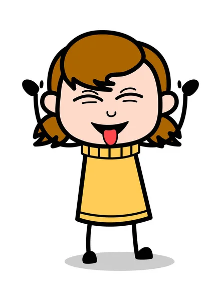 Burlas - Retro Cartoon Girl adolescente Vector Ilustración — Vector de stock