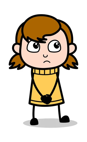 Inocente - Retro Cartoon Girl Teen Vector Ilustração — Vetor de Stock