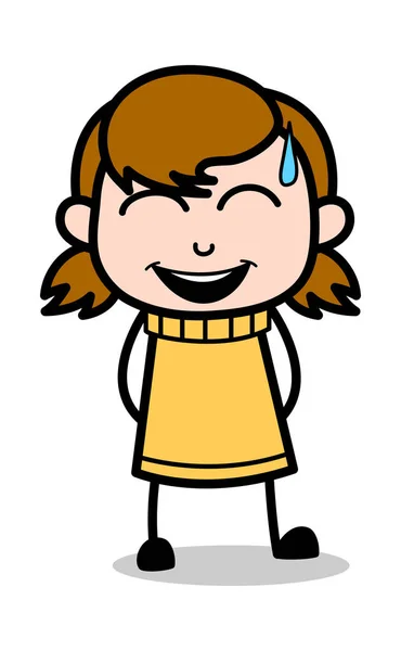 Laughing - Retro Cartoon Girl Teen Vector Illustration — Stock Vector