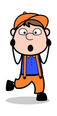 Korkmuş - Retro Karikatür Marangoz İşçi Vektör İllüstrasyon