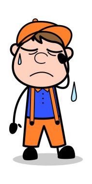 Üzücü - Retro Cartoon Carpenter İşçi Vektör İllüstrasyonu