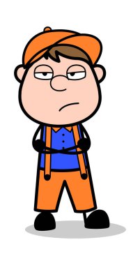 Hayal kırıklığı - Retro Karikatür Marangoz İşçi Vektör İllüstrasyon