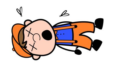 Ölü - Retro Cartoon Carpenter Worker Vector Illustration