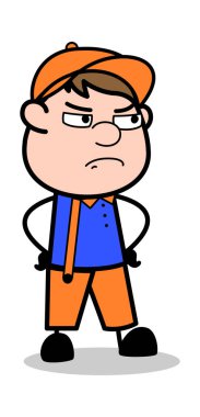 Kızgın - Retro Cartoon Carpenter İşçi Vektör İllüstrasyonu