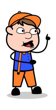 Konuşurken El Hareketi - Retro Karikatür Marangoz İşçi vect