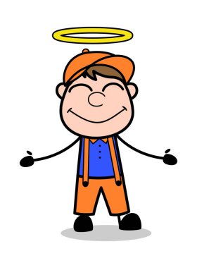 Duygu Blessed - Retro Karikatür Marangoz İşçi Vektör Illustra