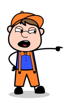 Kınama - Retro Cartoon Carpenter Worker Vector Illustration